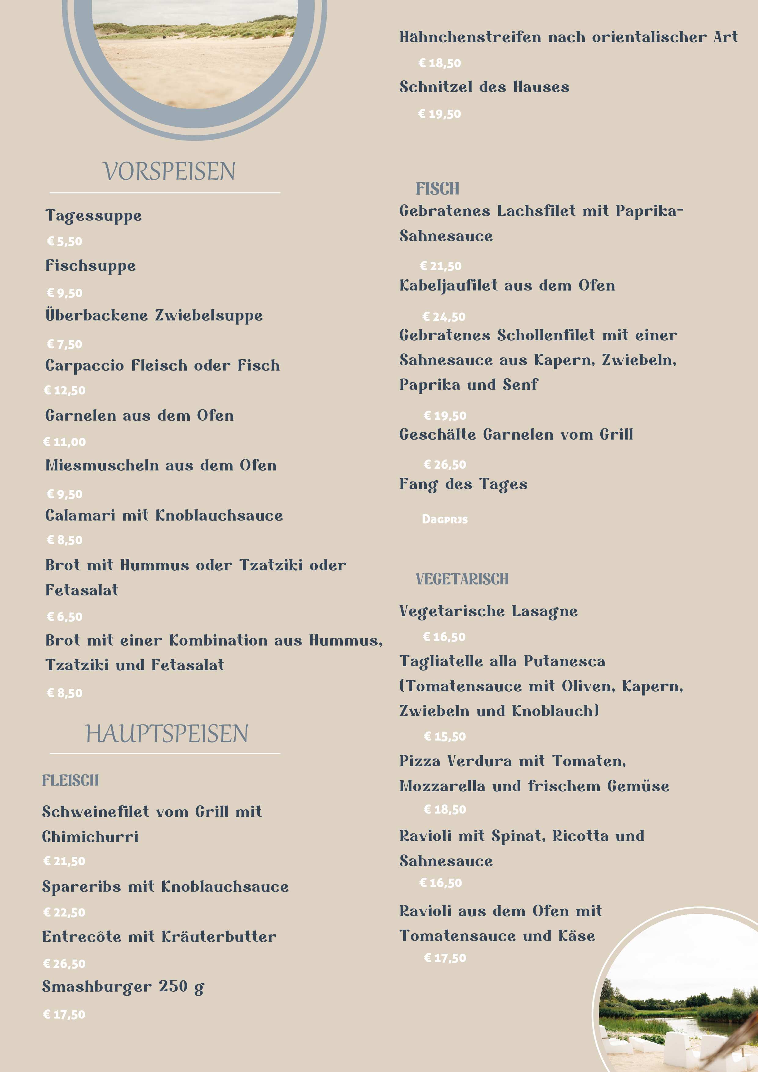 A la carte Speisekarte Seite 2